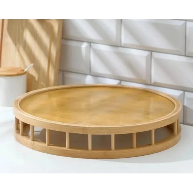 Поднос, бамбук, коричневый, 30х30 см