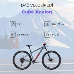 Dağ velosipedi Cube Analog, ölçü M, Flashgrey/Red