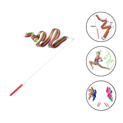 Палочка с лентой для художественной гимнастики FİG Sport 1515, сатин, длина палки 60 см, 600x5 см, разноцветная
