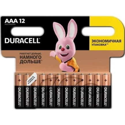 Батарейки Duracell AAA, тип L, 1,5 В, 12 шт. 4C Duracell4Caaa Батарейки Duracell AAA, тип L, 1,5 В, 12 шт. 4C Duracell4Caaa