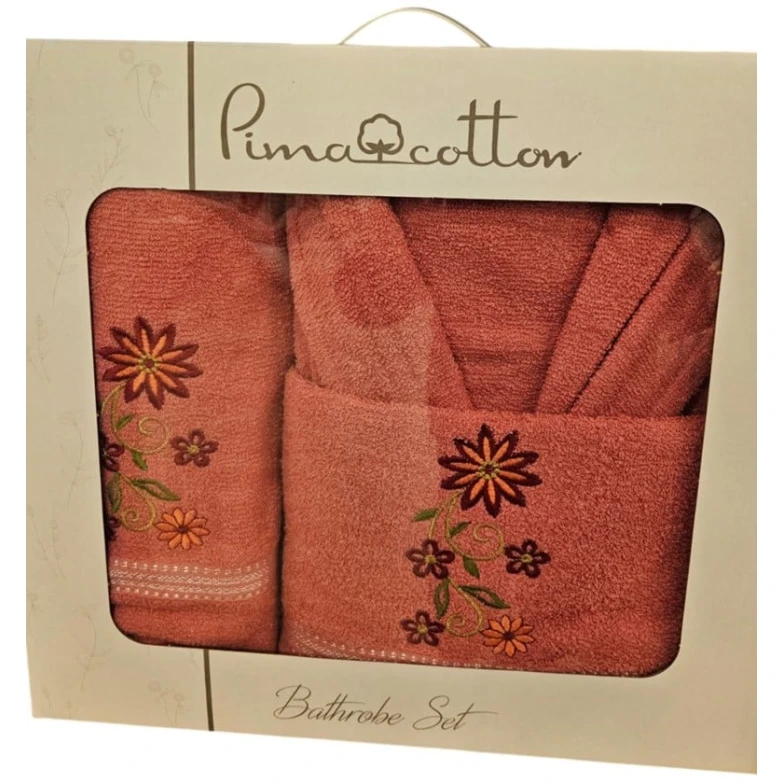 Банный набор Pima Cotton SHA-00004575 (халат + банное полотенце 70х140 см + полотенце для рук 50х90 см), хлопок, оранжевый Банный набор Pima Cotton SHA-00004575 (халат + банное полотенце 70х140 см + полотенце для рук 50х90 см), хлопок, оранжевый