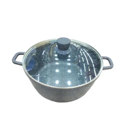 Qazan NQ32, qranit, boz, iki tutacaqlı, 32 sm