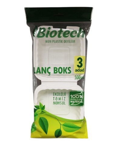Birdəfəlik lanç qabı Biotech, 550 ml, 3 əd