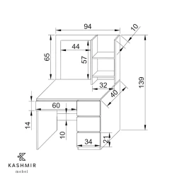 Туалетный столик Kashmir KM0001_Kas, ламинат, белый, 94х40х139 см