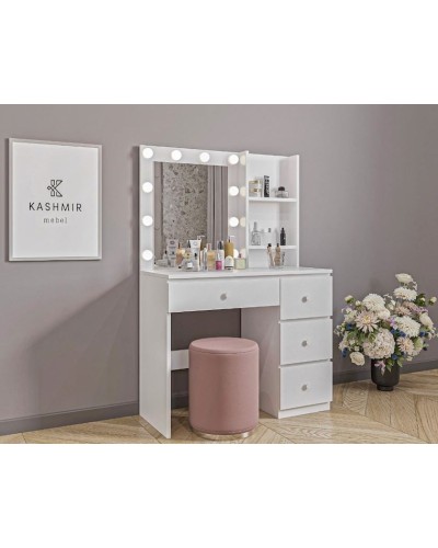 Makiyaj masası Kashmir KM0001_Kas, laminat, ağ, 94х40х139 sm