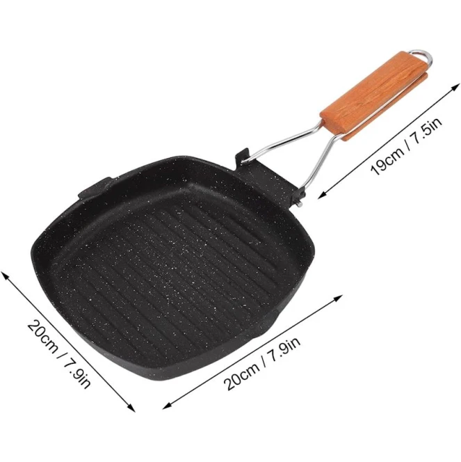 Qril tavası Shipenophy, 20x20 sm, karbon polad, qara