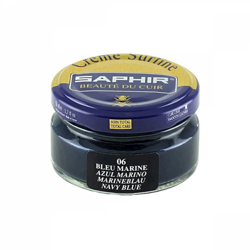 Krem Saphir Crème Surfine 06 Navy Blue hamar dərili ayaqqabılar üçün, tünd göy, 50 ml