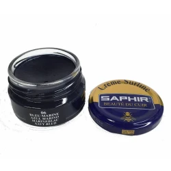 Крем Saphir Crème Surfine 06 Navy Blue для обуви из гладкой кожи, темно-синий, 50 мл