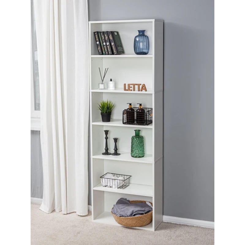 Стеллаж Letta White, белый, ЛДСП, 181x60x24 см