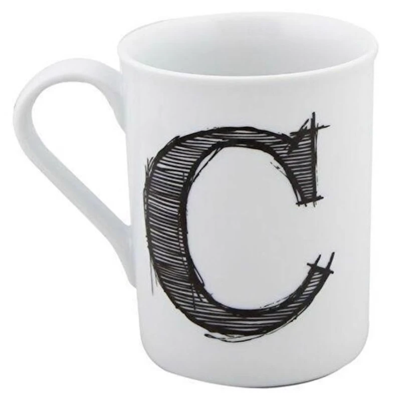 Кружка Porland Letter (С), фарфор, белая, 285 мл