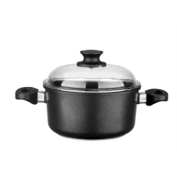 Кастрюля Leggno Black Premium, алюминий, 20 см/2700 мл, черная