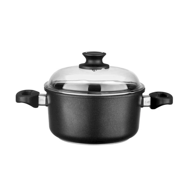 Кастрюля Leggno Black Premium, алюминий, 20 см/2700 мл, черная