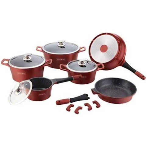 Наборы посуды для готовки Royalty Line RL-ES1014 M, мраморное покрытие, красный, 14 элементов Наборы посуды для готовки Royalty Line RL-ES1014 M, мраморное покрытие, красный, 14 элементов