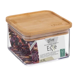 Емкость для хранения 5Five Eske, прозрачная, пластик/бамбук, 500 мл Емкость для хранения 5Five Eske, прозрачная, пластик/бамбук, 500 мл