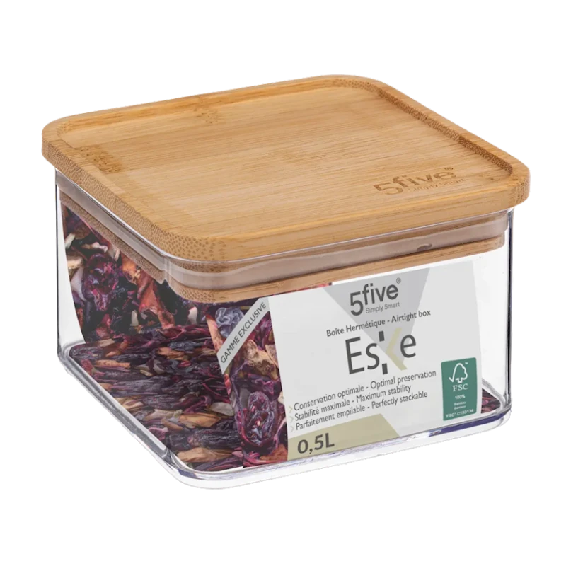 Емкость для хранения 5Five Eske, прозрачная, пластик/бамбук, 500 мл Емкость для хранения 5Five Eske, прозрачная, пластик/бамбук, 500 мл