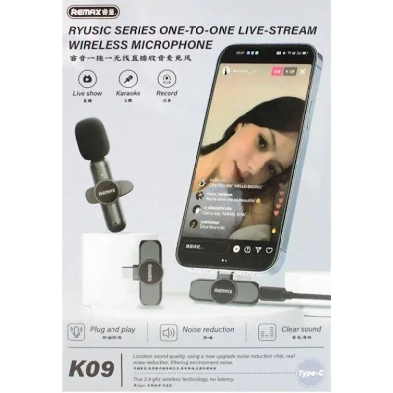 Микрофон Remax K09 Type-C, Черный