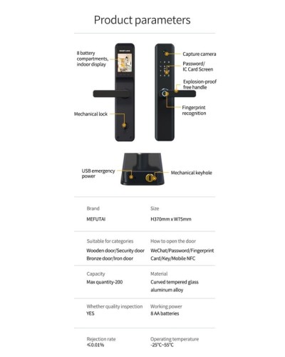 Qapı kilidi Tuya Smart MYQ-iLock K1 Pro WI-Fi