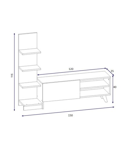 TV üçün tumba Ev Plus Salvador, LDSP, ağ, 115x150x35 sm