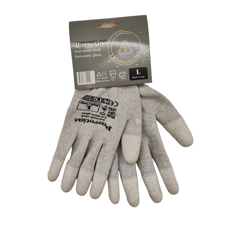 Антистатические перчатки Parrotias, размер L, белый/серый