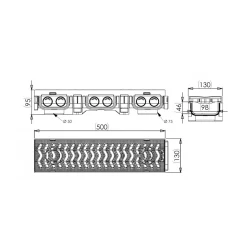 Drenaj kanalı LuxWares, 130x95x500 mm, plastik, ağ