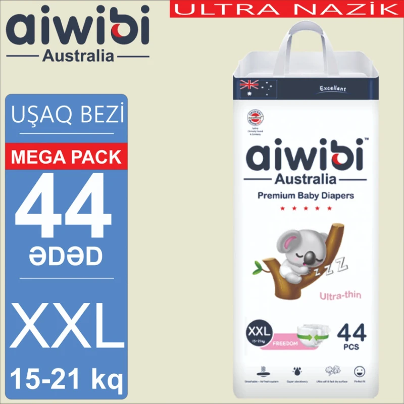 Uşaq bezləri AIWIBI Premium XXL, 15-21 kq, 44 əd Uşaq bezləri AIWIBI Premium XXL, 15-21 kq, 44 əd