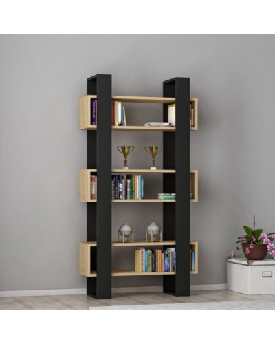 Stellaj ev_12116106, laminat, qara/qəhvəyi, 800x25x175 sm