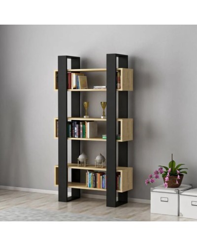 Stellaj ev_12116106, laminat, qara/qəhvəyi, 800x25x175 sm
