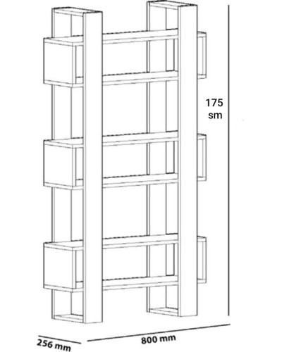 Stellaj ev_12116106, laminat, qara/qəhvəyi, 800x25x175 sm