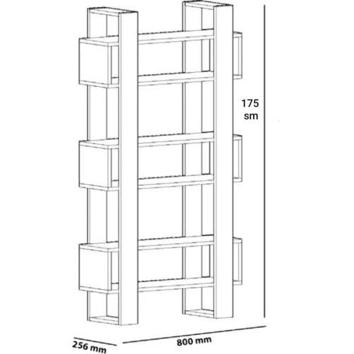 Стеллаж ev_12116106, ламинат, черный/коричневый, 800x25x175 см