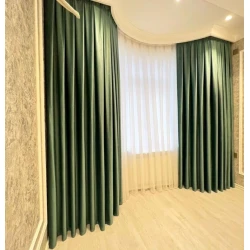 Шторы, нейлон/велюр/полиэстер, зеленые, 300x300 см Шторы, нейлон/велюр/полиэстер, зеленые, 300x300 см