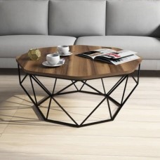 Jurnal masası, Barok Türk laminatı, diametr 80 sm, hündürlük 50 sm, qara mat, üst hissə 18 mm laminat, PVC 1x22, ayaq düymə daban - QM_10007