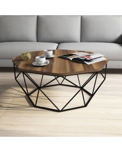 Jurnal masası, Barok Türk laminatı, diametr 80 sm, hündürlük 50 sm, qara mat, üst hissə 18 mm laminat, PVC 1x22, ayaq düymə daban - QM_10007