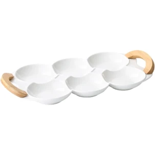 Çərəz qabı NH_9SSMM, keramika/bambuk, ağ, 21ğ35 sm