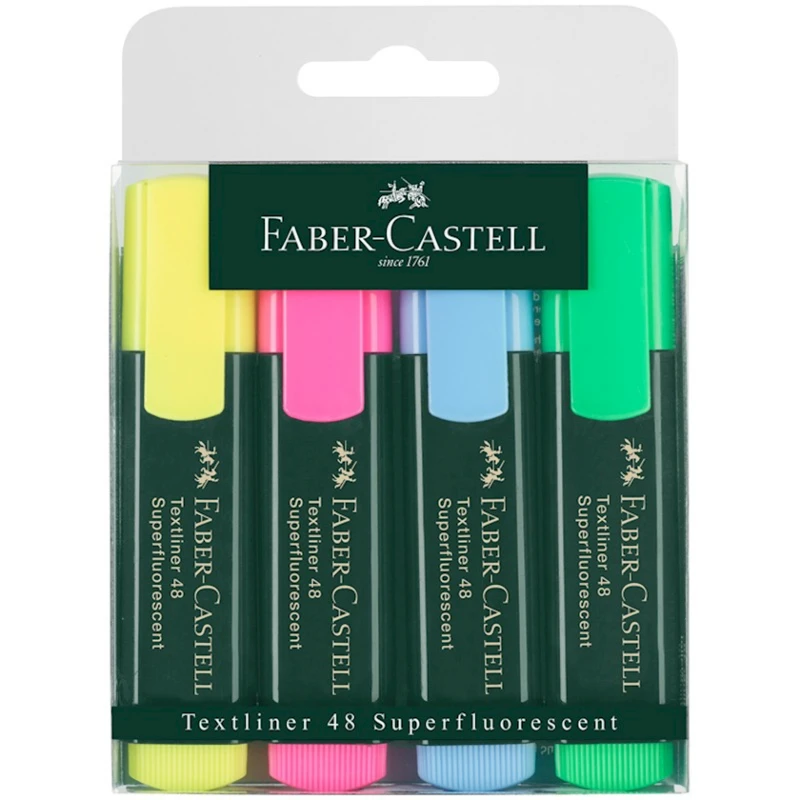 Текстовые маркеры Faber Castell 48 Superfluorescent 154804, 1-5 мм, 4 шт
