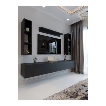 TV üçün tumba Ev Plus 12115638, LDSP, qara, 180x35x35 sm