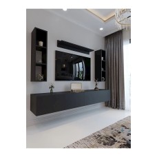 TV üçün tumba Ev Plus 12115638, LDSP, qara, 180x35x35 sm