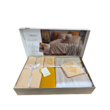 Yataq dəsti İyi Geceler İstanbul İH55, yorğan üzü 260x260 sm, yastıq üzləri 50x70 sm, örtük 220x240 sm, ikinəfərlik, pambıq, sarı/boz