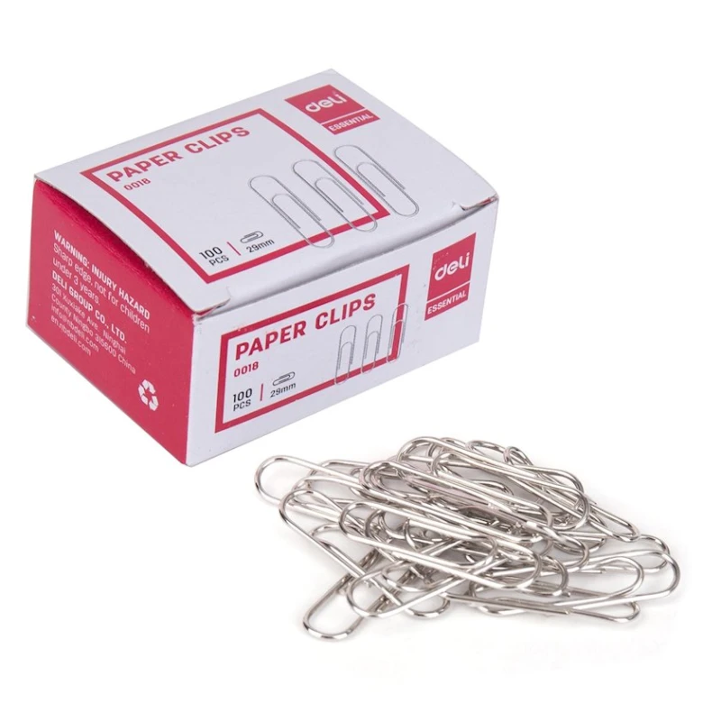 Скрепки Deli 0018, 29 мм, 100 шт Скрепки Deli 0018, 29 мм, 100 шт