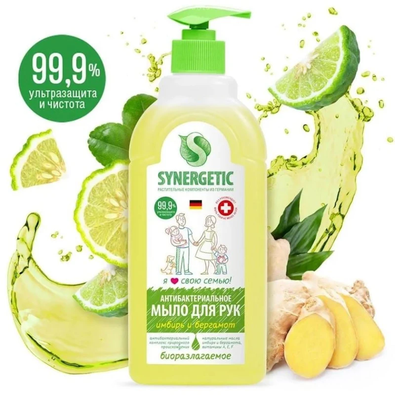 Antibakterial maye sabun Synergetic, zəncəfil və berqamot, 0.5 l