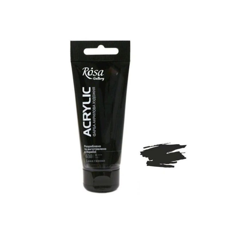 Акриловая краска художественная Rosa Gallery 638, сажа газовая, 60 мл Акриловая краска художественная Rosa Gallery 638, сажа газовая, 60 мл