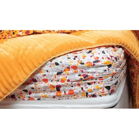 Комплект постельного белья Yataş Terazzo Triola, одеяло 195x215 см, простыня 160x200 см, наволочки 50x70 см 2 шт, двуспальный, хлопок/полиэстер, Sarı