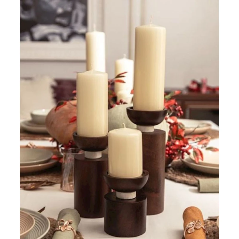 Подсвечник Hom-me Wood and marble, 18 см, дерево/мрамор, Белый/Коричневый Подсвечник Hom-me Wood and marble, 18 см, дерево/мрамор, Белый/Коричневый