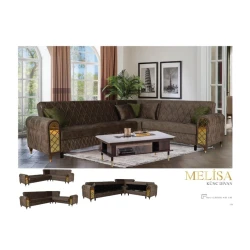 Диван Melisa угловой, с базой, 2870x2350x900x800 мм, коричневый Диван Melisa угловой, с базой, 2870x2350x900x800 мм, коричневый