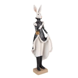 Heykəlcik Clayre & Eef Rabbit, polirezin, 10x8x33 sm, ağ/qara