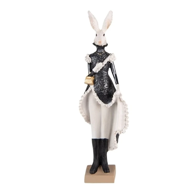 Heykəlcik Clayre & Eef Rabbit, polirezin, 10x8x33 sm, ağ/qara