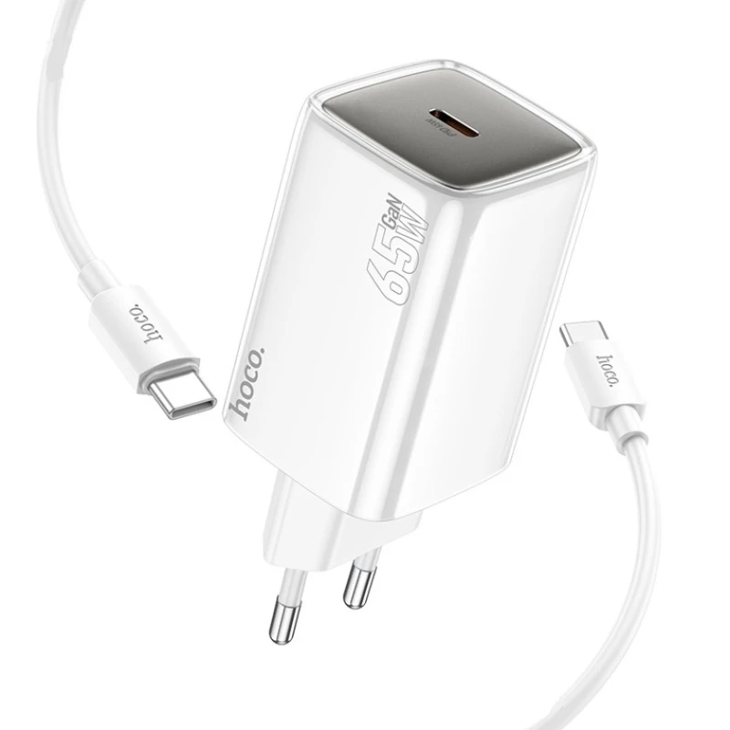 Сетевое зарядное устройство Hoco N48 with Type-C to Type-C 1m PD65W White