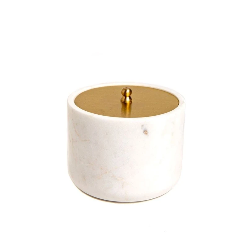 Декоративная банка Hom-me Marbrière 105544, 10х10х7.5 см, мрамор, белый