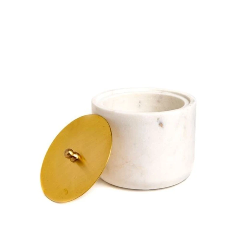 Декоративная банка Hom-me Marbrière 105544, 10х10х7.5 см, мрамор, белый