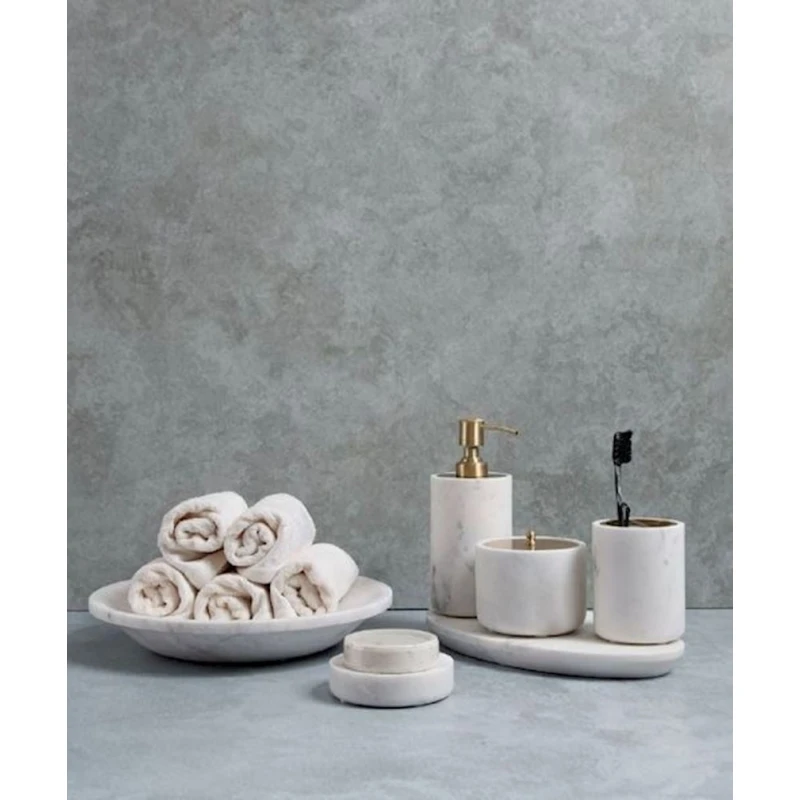 Декоративная банка Hom-me Marbrière 105544, 10х10х7.5 см, мрамор, белый