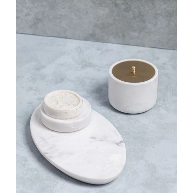 Декоративная банка Hom-me Marbrière 105544, 10х10х7.5 см, мрамор, белый